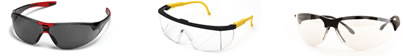 three pairs of safety glasses